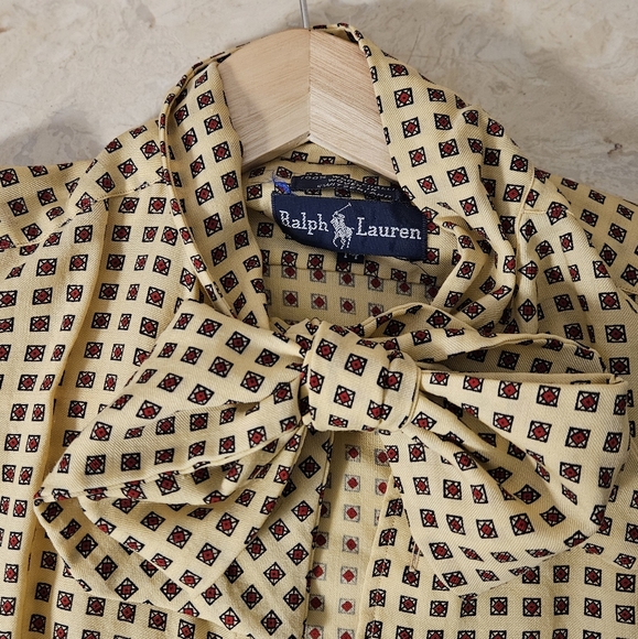 Vintage Ralph Lauren blue tag wool blouse with bow - Picture 4 of 11